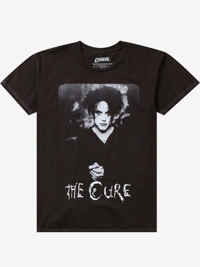 Hot Topic Black & White The Cure Robert Smith Portrait Graphic Tee